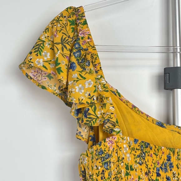 Old Navy Cami Fit Flare Yellow Gold Floral Shirred Lined Midi Sun Nap Dress 1X - Picture 14 of 16